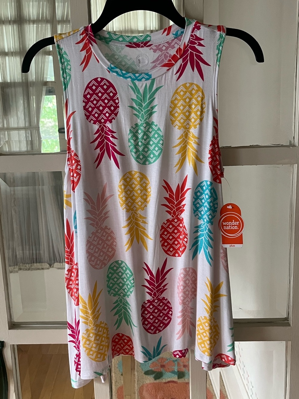 Wonder Nation White Tank with Bight Colored Pineapple Accents